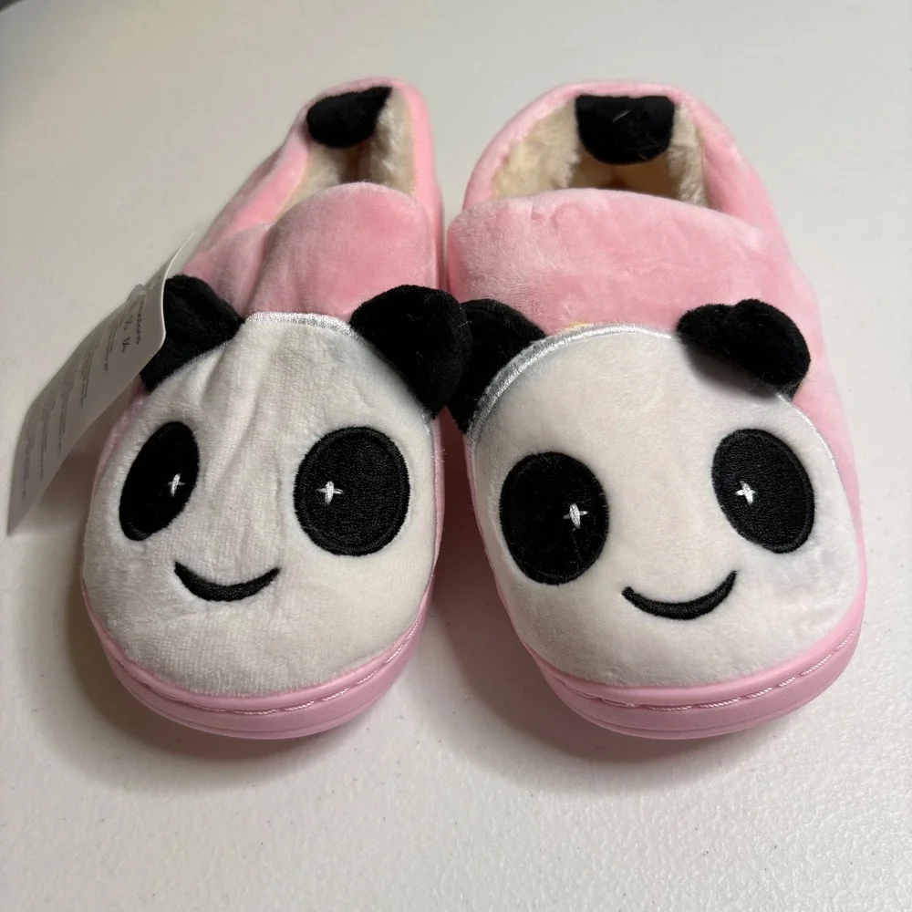 KVbabby Pink Panda Slippers Little Kid Size CN200 11-12 Cozy Plush‎ Footwear